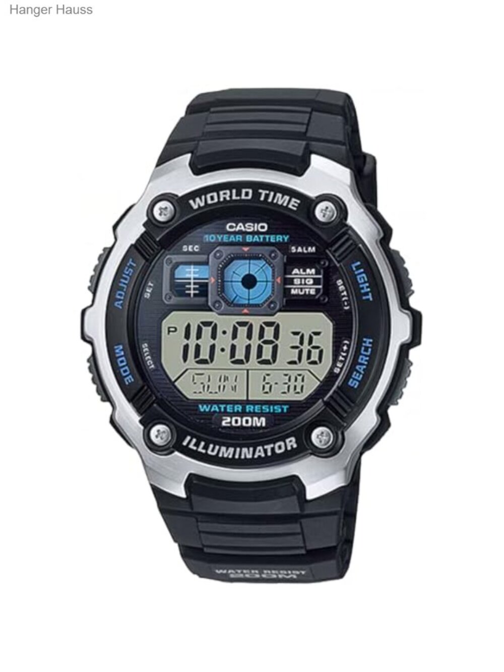 Casio Digital Sport Watch 200M Water Resistant World Time Stopwatch 5 Alarms